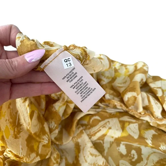 🌼 Philosophy Yellow Floral Tiered Midi Skirt Elastic Waist Boho Size Small - Picture 2 of 6